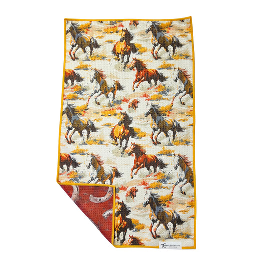 Horse Country Waffle Weave Microfiber Kitchen Towel